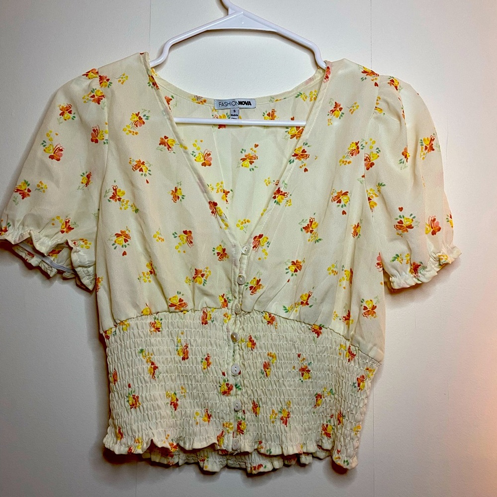Cropped Floral Blouse